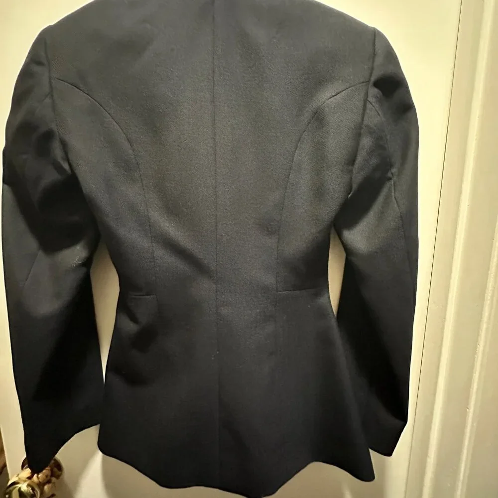 House of Dagmar Navy Collarless Wool-Blend Blazer size 32 - Picture 4 of 7